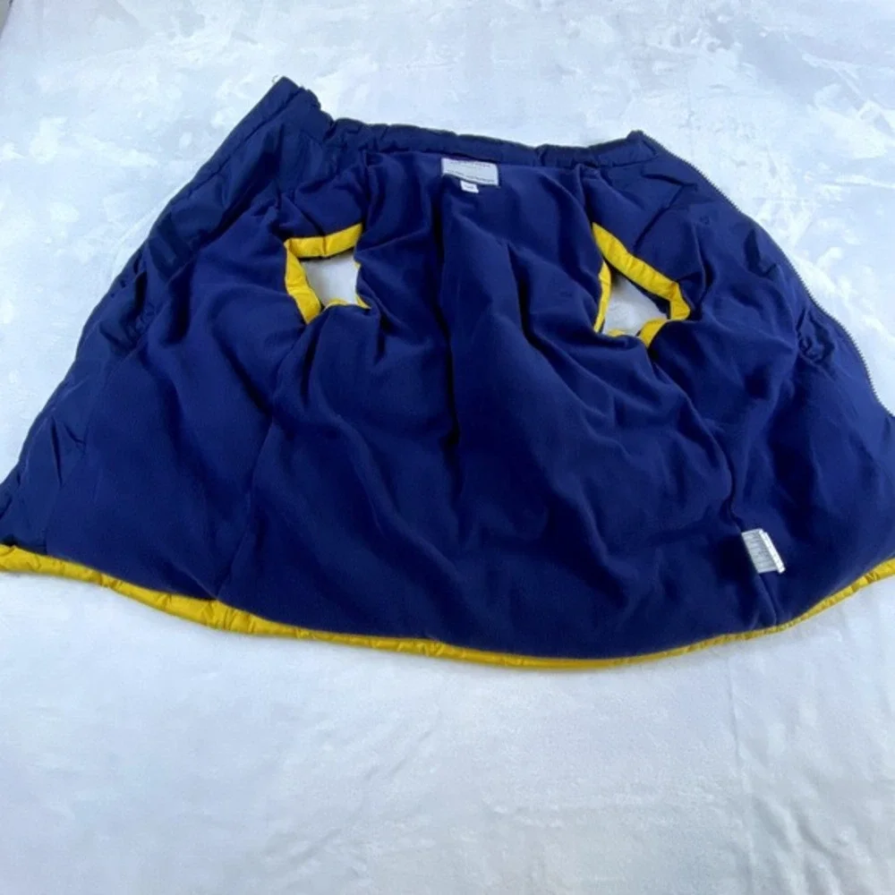 Janie and Jack Puffer Vest Kid Size 7-8 Blue Yellow Fleece Lined‎ Warm Thick
